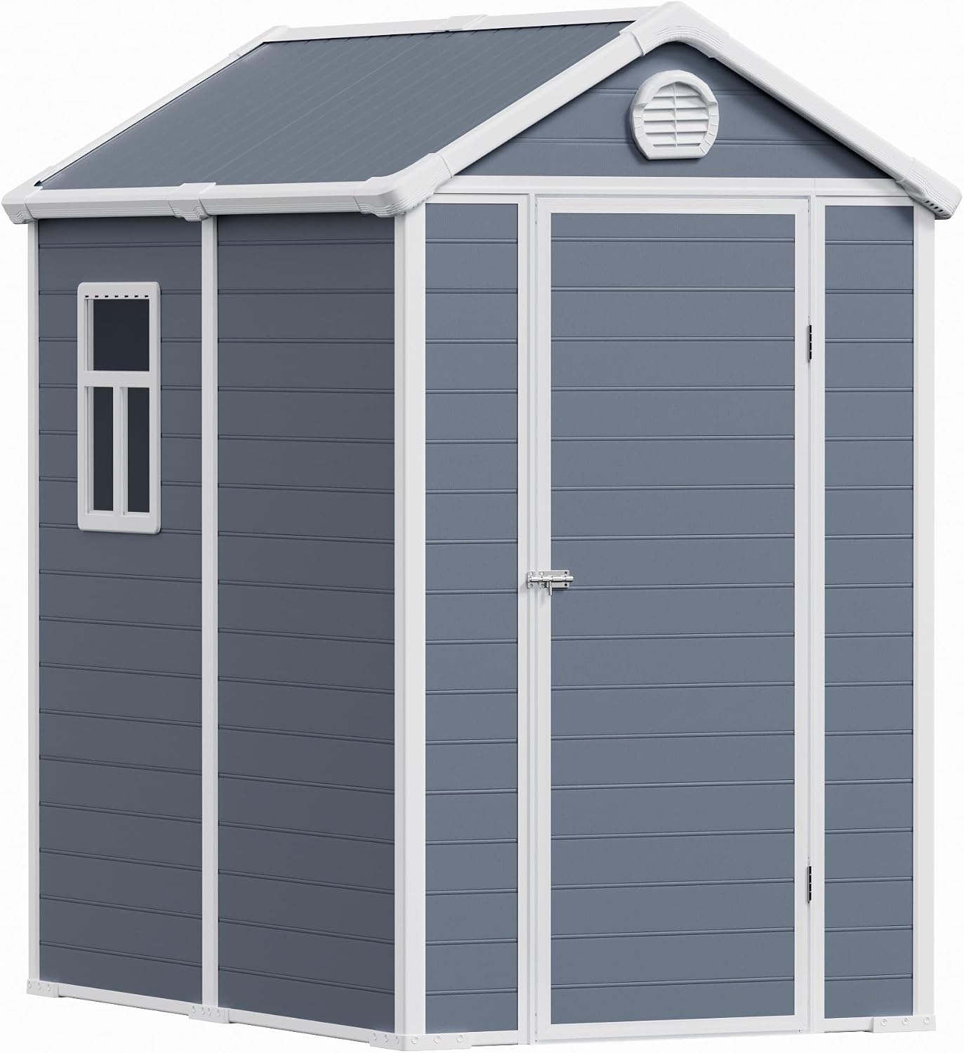 6x4.5 Resin Outdoor Storage Shed with Enhanced Roof Runoff & Floor, Secure Hidden Screws Design, Durable Build for Deck, Pool Supplies, and Versatile Storage, Dark Grey
