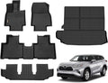 Binmotor-for Toyota Highlander 2020-2024 2025 Custom Fit Floor Mats and Cargo Liner Set, 3 Rows with Cargo Mat Set,TPE Rubber Liners for Toyota Highlander Accessories Mats Trunk Mat-Black
