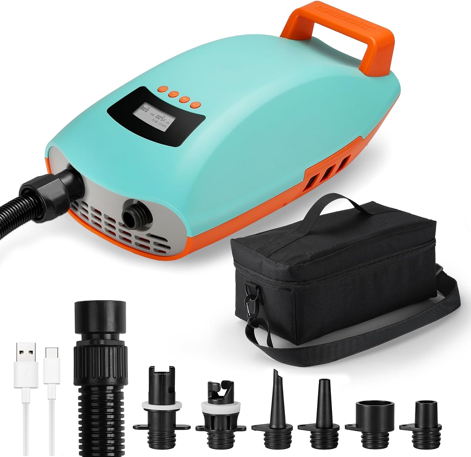 Swonder Seawolf Paddle Board Pump w/ 9000mAh Battery Powered, 2X Faster 20 PSI SUP Electric Air Pump w/Dual Cylinders, Dual Stage, Active Cooling System for Inflatable Paddleboard, Kayak