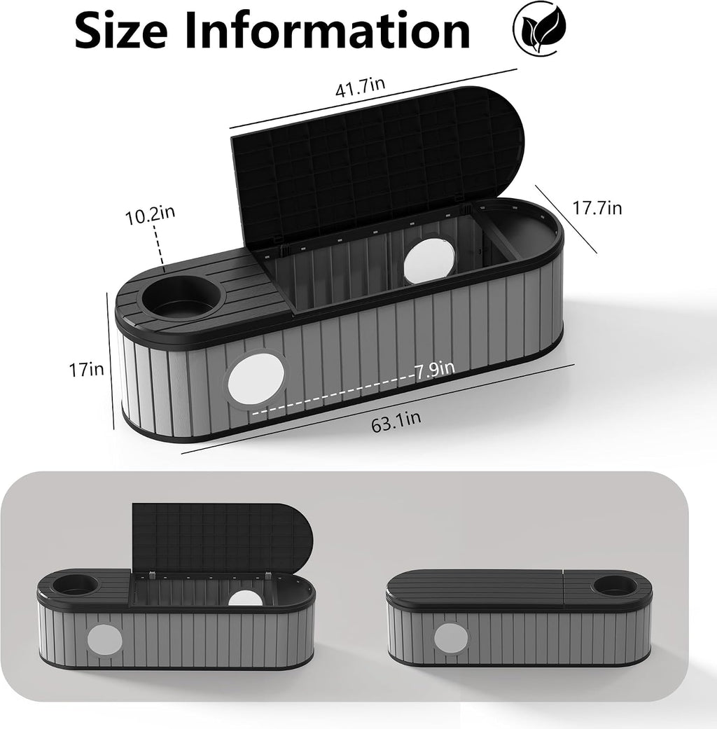 DRATO Outdoor Storage Box, Resin Deck Storage Box Waterproof Patio Storage Box for Indoor & Outdoor Use
