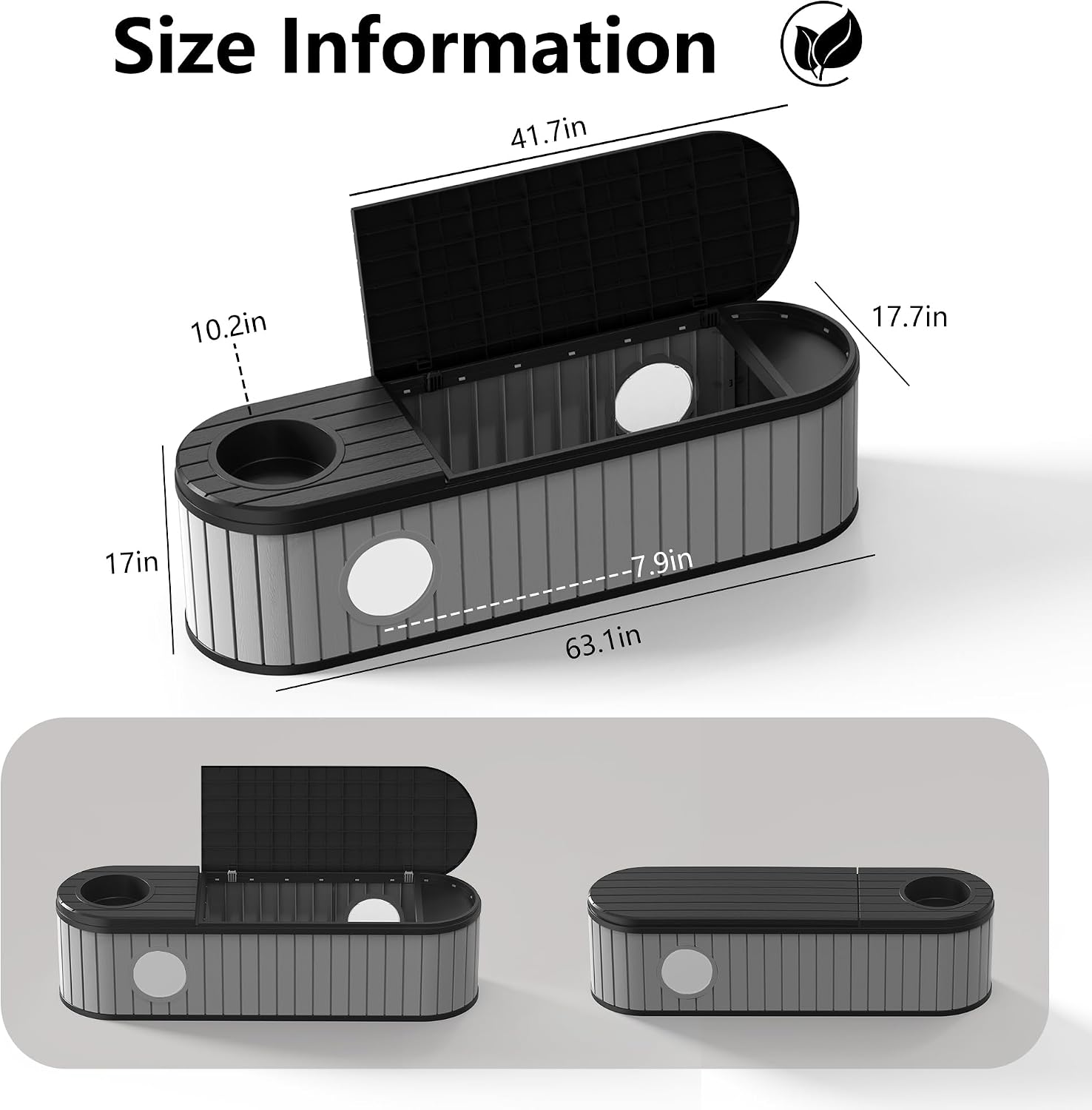 DRATO Outdoor Storage Box, Resin Deck Storage Box Waterproof Patio Storage Box for Indoor & Outdoor Use