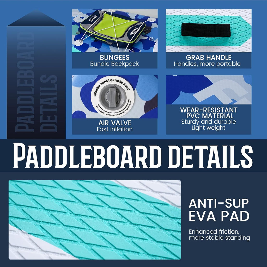 FunWater Inflatable Stand Up Paddle Board with Premium SUP Paddleboard Accessories, Anti-Slip EVA Deck, 11'6''/11'/10'6'' Paddle Boards for Adults & Youth of All Skill Levels