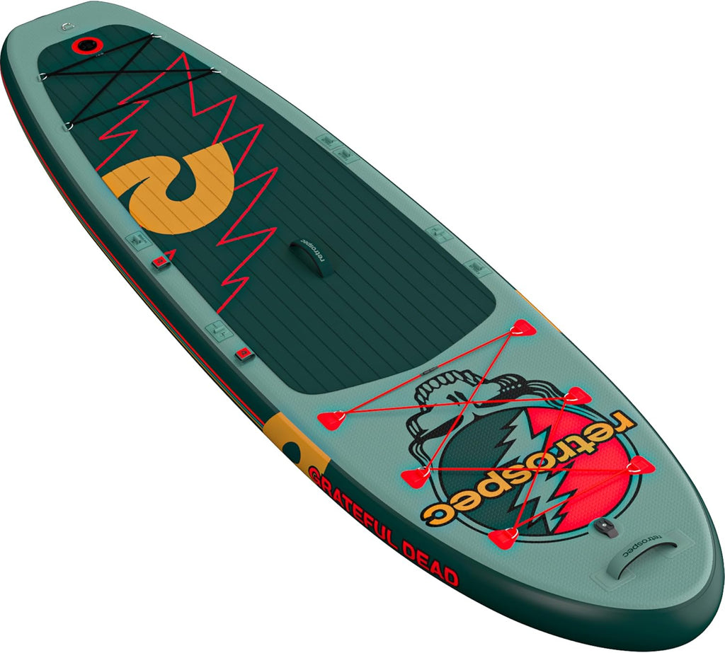 Retrospec Weekender Plus 10' Inflatable Stand Up Paddleboard Double Layer PVC iSUP Bundle w/Carrying case, 3 Piece Adjustable Aluminum Paddle, 3 Removable fins, Pump, and Cell Phone case