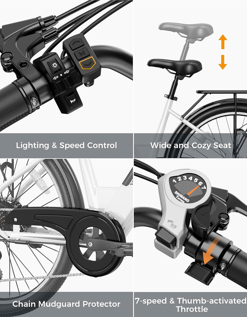Jasion Roamer/ST/Pro Electric Bike for Adults, 26' Commuter Ebike 1200W 528WH Removable Battery, 28MPH 40-62miles,Electric Bicycles for Women/Man,UL2849 Certified