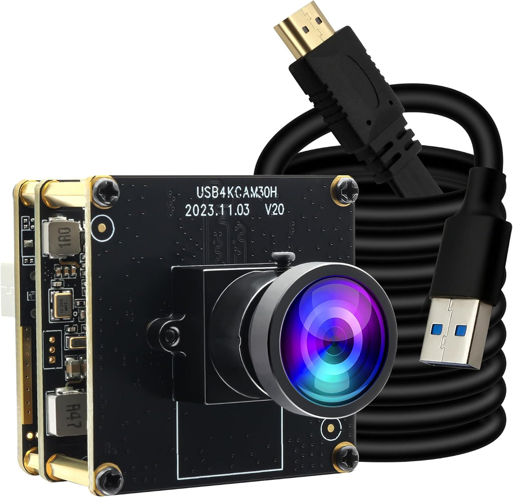 ELP 4K 60fps HDMI USB3.0 Camera for Computer - Wide Angle PC Camera with 120 Low Distortion Lens and 2X Digital Zoom for Laser Engraver, Laptop, Ras pi, Jetson Nano