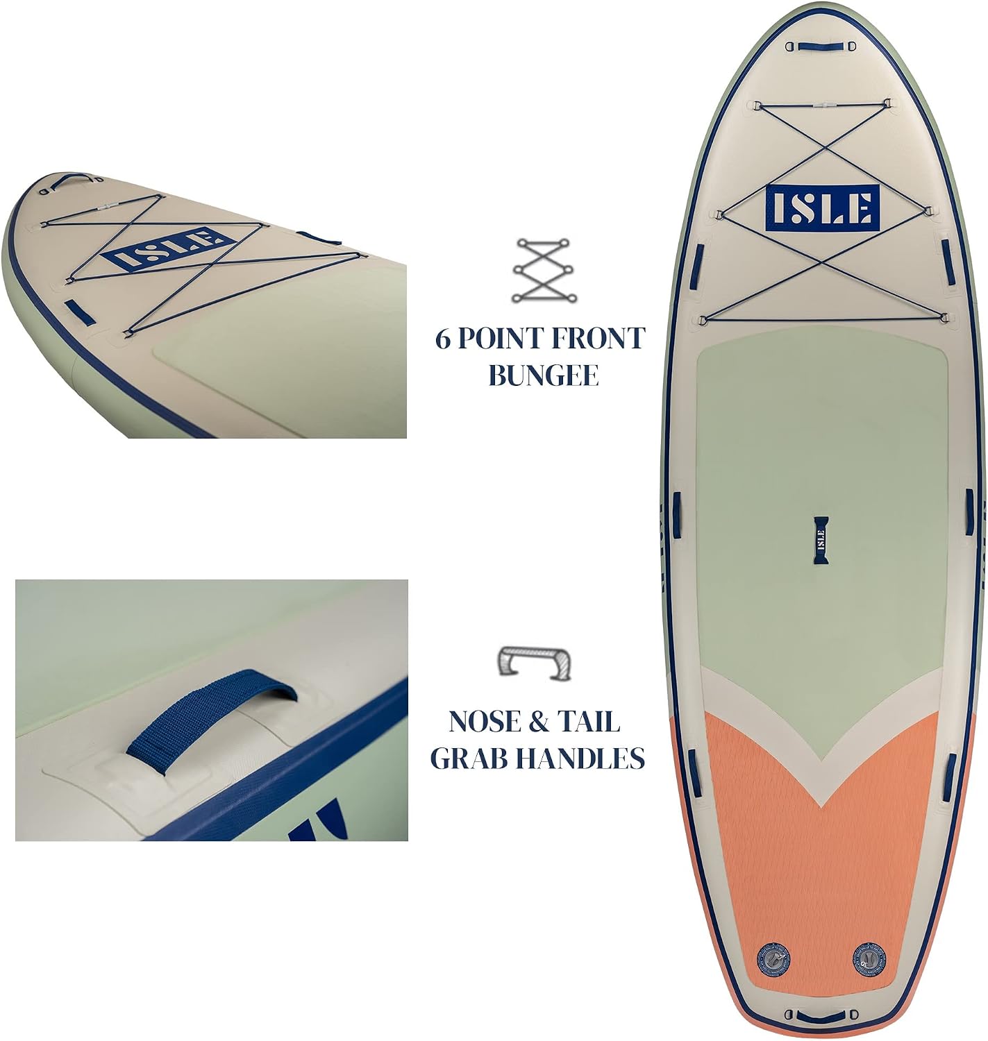 ISLE Megalodon Inflatable Stand Up Paddle Board & iSUP Bundle Accessory Pack - Up to 1,050 lbs Capacity — Durable, Lightweight, Stable — 12' L x 45' W x 8' OR 15' L x 56' W x 8'