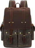 DSLR Camera Backpack Vintage Waxed Canvas Photography Shoulder Bag 15.4'' Laptop Outdoor Rucksack Hiking Travel Daypack bag
