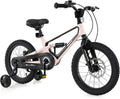 BABY JOY Kids Bike, 16' Magnesium Sporty Bicycle with Dual Disc Brakes, Removable Training Wheels, Body Suspension, Adjustable Handlebar & Saddle, Girls Boys Bike
