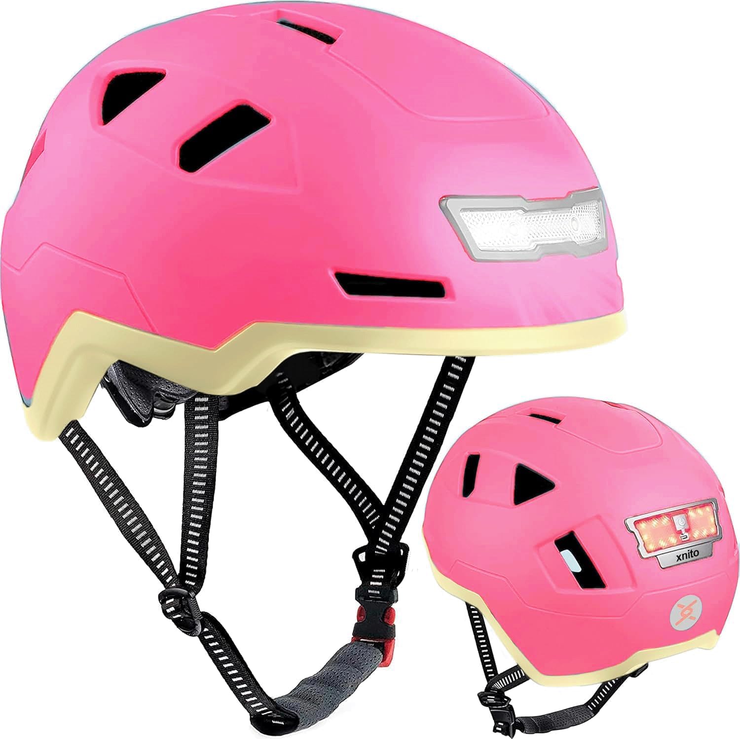 XNITO Kid Bike Helmets for Boys and Girls | Fit Head 51-54cm Circumference | CPSC & NTA-8776 Dual Certified | Multi-Sport Helmets with LED Lights, Magnetic Buckle, Detachable Visor