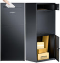 Package Delivery Boxes for Outside, Extra Large Parcel Drop Boxes with Secure Storage, Anti-Theft Galvanized Steel,Waterproof Package Delivery Box for Outdoor Porch (20''L x 15''W x 48''H/ Black)