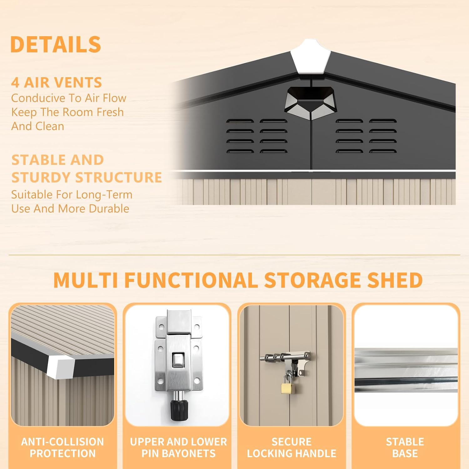 Outdoor Storage Shed 10x8 FT,Metal Tool Sheds,Waterproof Outside Storage Shed,Large Storage Building with Lockable Door