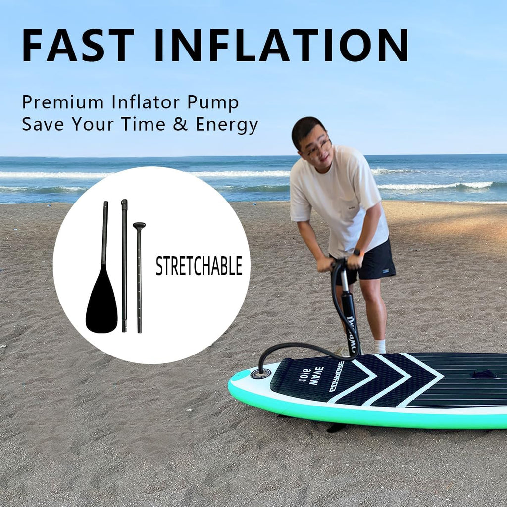 SUP Inflatable Stand Up Paddle Board 10'6' Ultra-Light Thick Paddleboard for All Skill Levels ISUP Paddle Board with Accessories, 10/6 Inflatable Paddle Boards for Adults & Youth