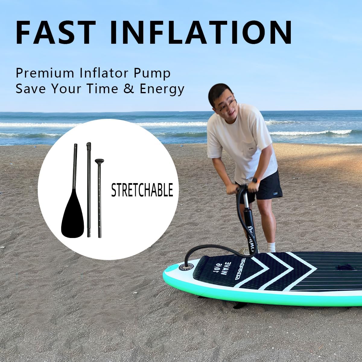 SUP Inflatable Stand Up Paddle Board 10'6' Ultra-Light Thick Paddleboard for All Skill Levels ISUP Paddle Board with Accessories, 10/6 Inflatable Paddle Boards for Adults & Youth
