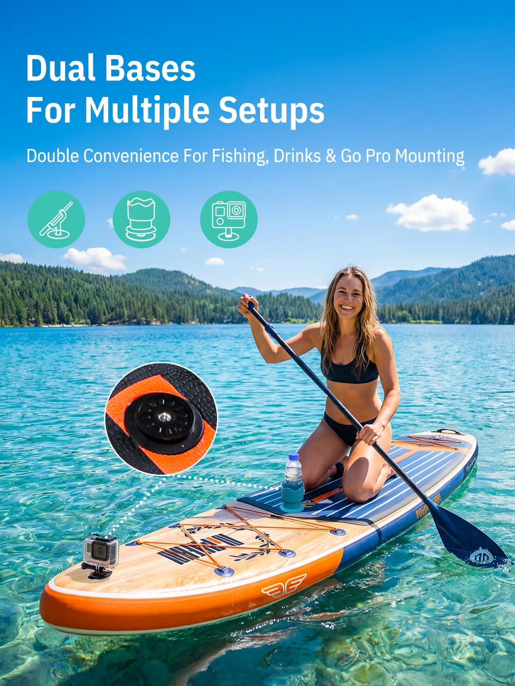 Niphean (Extra Large) Inflatable Paddle Board, SUP for 2+1 People/Family 500lbs Capacity Stand Up Paddle Board with SUP Accessories, StabilTrac Fin Non-Slip Paddleboard for Adults