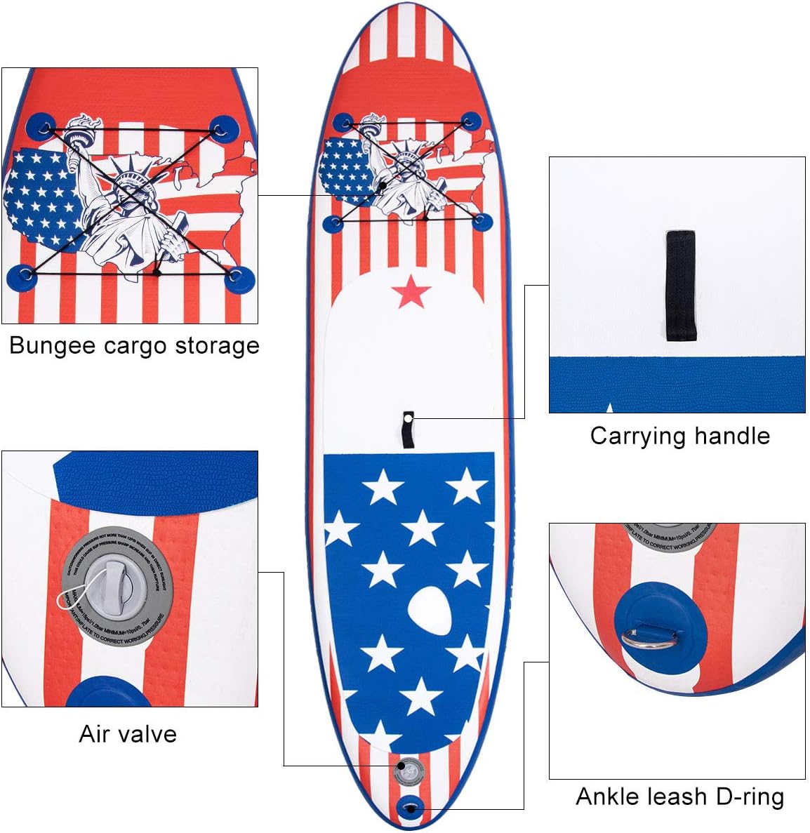 GYMAX Stand Up Paddle Board, Inflatable SUP with Wide Non-Slip EVA Deck, Accessories-Leash, D Rings, Hand Pump, Adjustable Paddle & Backpack, Paddle Boards for Adults Youth