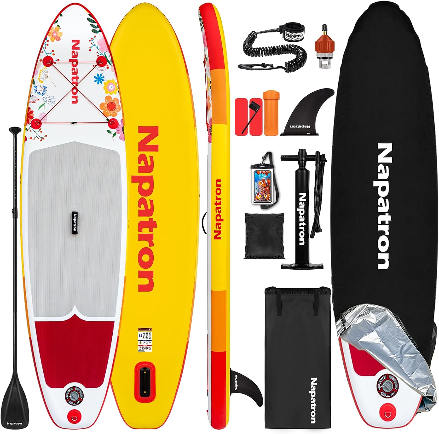 Napatron Family Inflatable Stand Up Paddle Board, Sup,Stable Wide Design,350LBS Capacity,Complete Paddle Board Package with Fast Action Pump,Leash,Ideal for Beginners/Youth & AllSkill Levels
