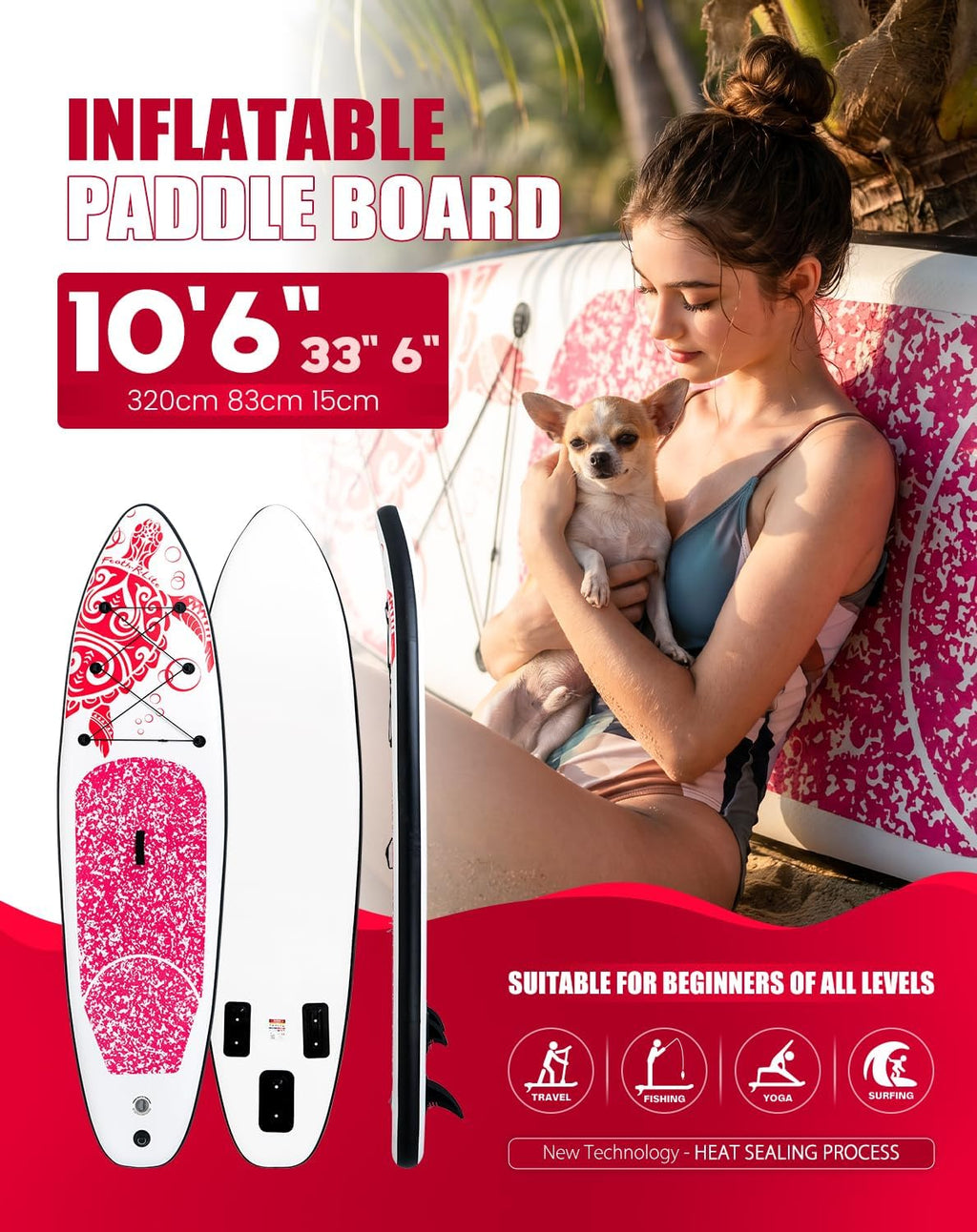 FEATH-R-LITE Inflatable Ultra-Light 10'×30''/10'6''×33'' Stand Up Paddle Board for All Skill Levels with Premium SUP Paddleboard Accessories,Non-Slip Comfort Deck for Youth & Adults