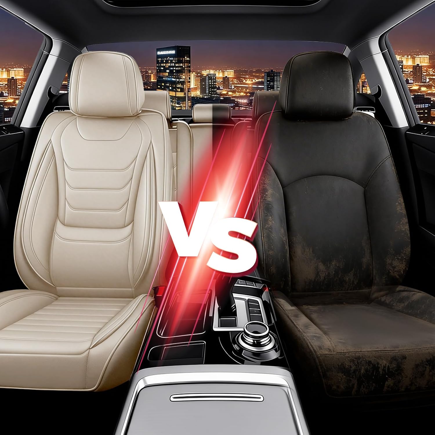 JWLK Seat Covers for Buick Envision 2016-2026, Family Seat Covers for Cars, Non-Slip, Airbag Compatible Vehicle Cushion, Waterproof & Easy-Clean(Standard 5 Seats, Beige)
