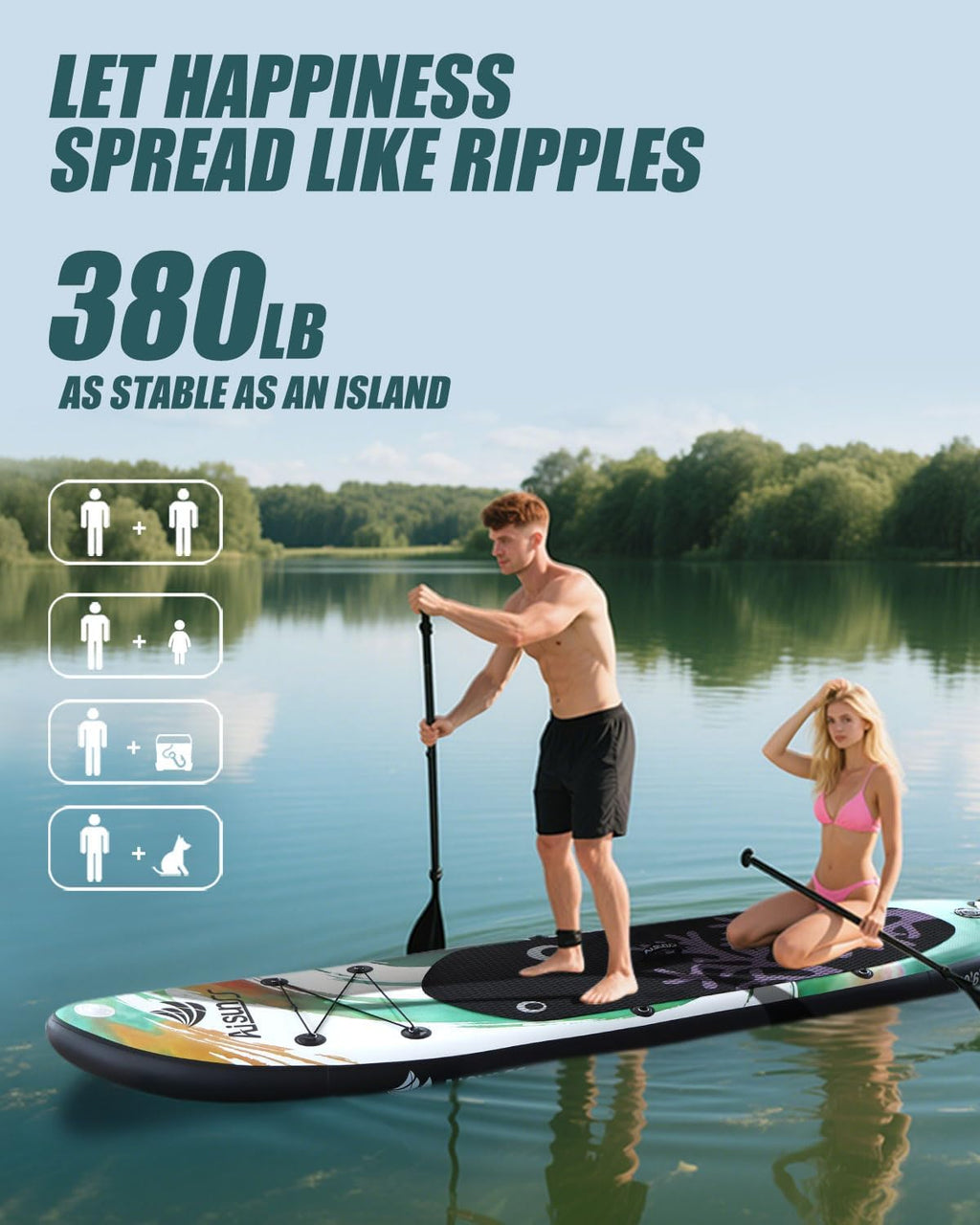 Inflatable Paddle Board for Adult, Paddle Board for All Skill Levels, Wide SUP Board with Primium Accessories Include SUP Carry Bag, Hand Pump, 10L Waterproof Bag