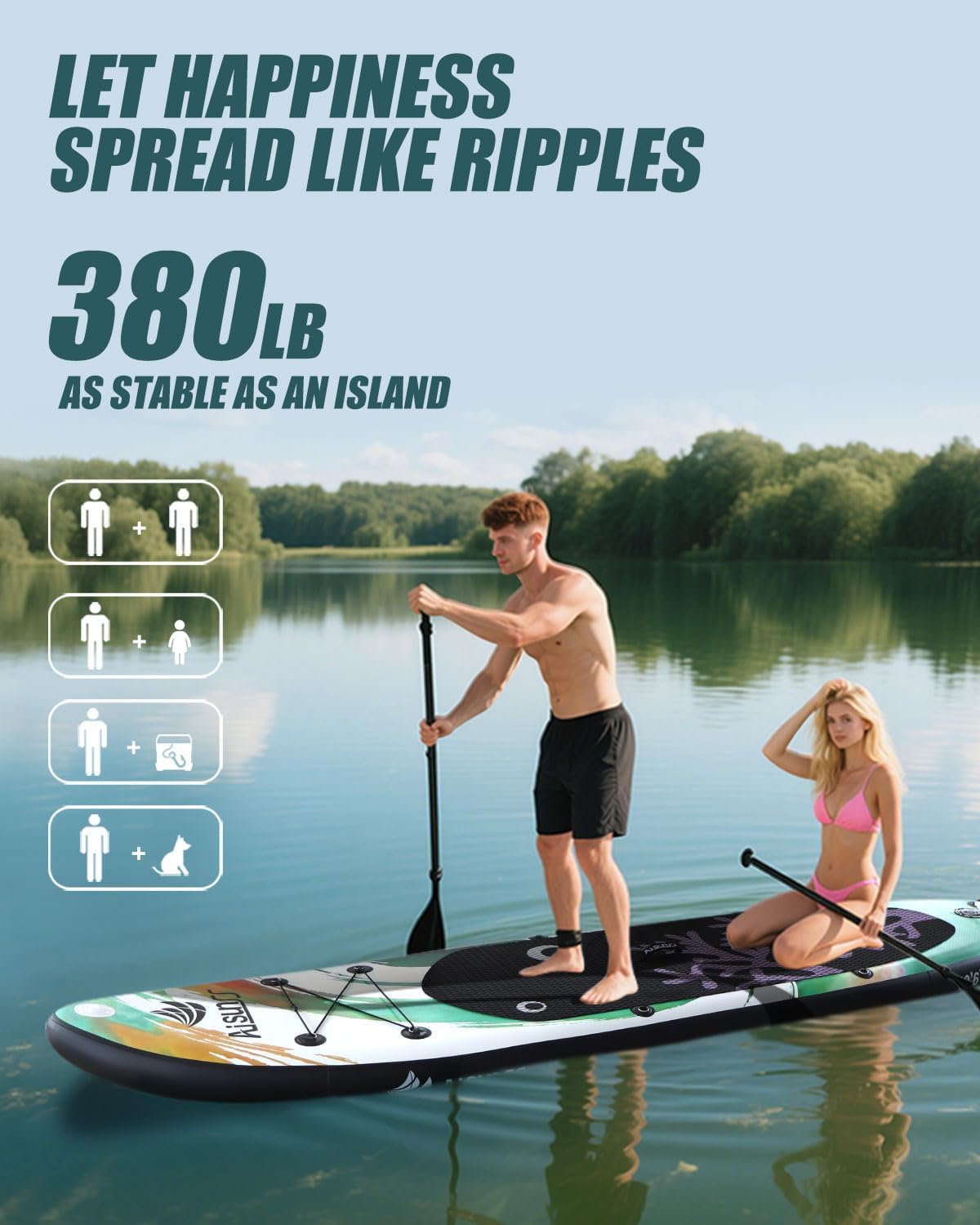 Inflatable Paddle Board for Adult, Paddle Board for All Skill Levels, Wide SUP Board with Primium Accessories Include SUP Carry Bag, Hand Pump, 10L Waterproof Bag