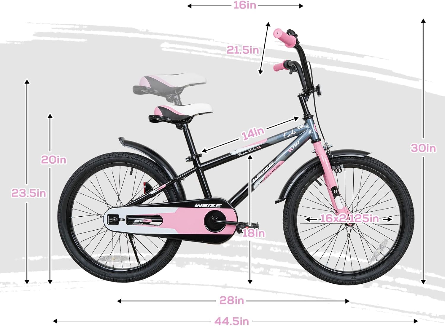 WEIZE Kids Bike, 16 20 Inch Children Bicycle for Boys & Girls Ages 4-12 Years Old, Rider Height 41-62 Inch, Adjustable Seat & Handlebars, Coaster Brake, Multiple Color Options