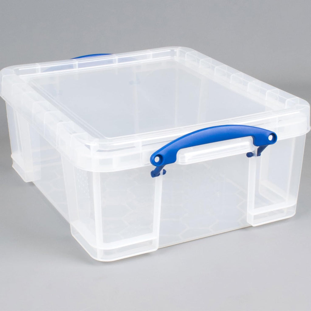 Really Useful Box 10 Pack 17L Plastic Storage Bins with Snap Lids and Clip Lock, Clear