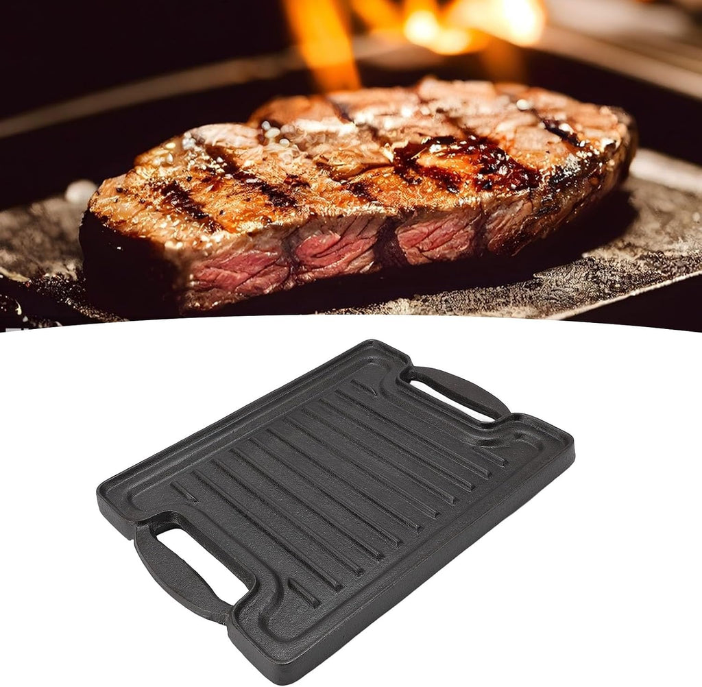 Grilling Plate,Rectangular Cast Iron Indoor Barbecue Griddle Korean BBQ Grill Pan Barbecue Skillet Pan Cooking Grill Plate Steaks Baking Tray Non Stick Griddle for Family Dinning