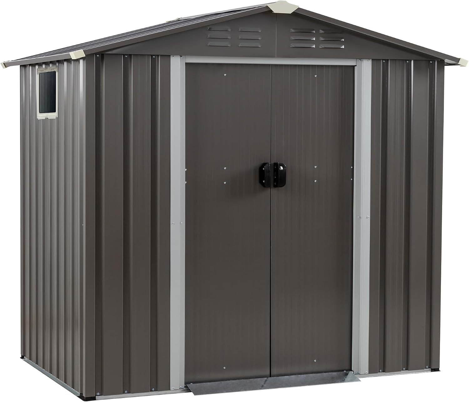 Vongrasig 6x4 FT Outdoor Storage Shed, Metal Graden Shed with Window and Lockable Door, All-Weather Tool Shed for Backyard Garden Patio Lawn, Grey