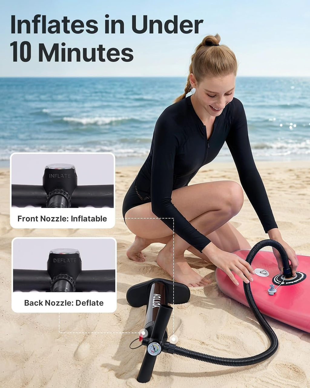 YOTTOY Inflatable Stand Up Paddle Board,Stable Lightweight 10'5' SUP with Non-Slip EVA Deck, Premium Paddleboard Accessories, Three-Fin System & Carry Bag,All-Around Inflatable SUP