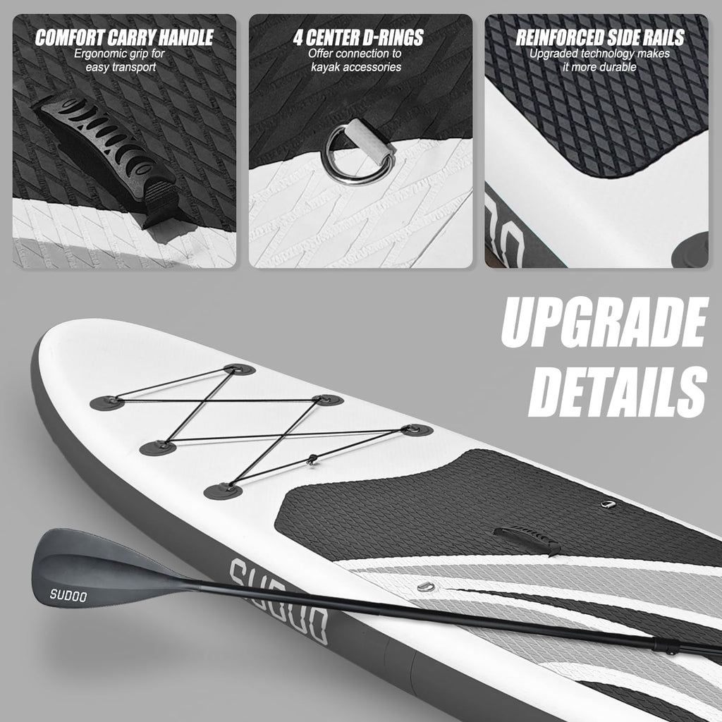 SUDOO Inflatable Stand Up Paddle Board 10'x30 x6 Ultra-Light SUP Stand-Up Paddleboard for Adults & Youth with Backpack, Pump, Paddle, Coil Leash, Triple Fins, Repair Kit