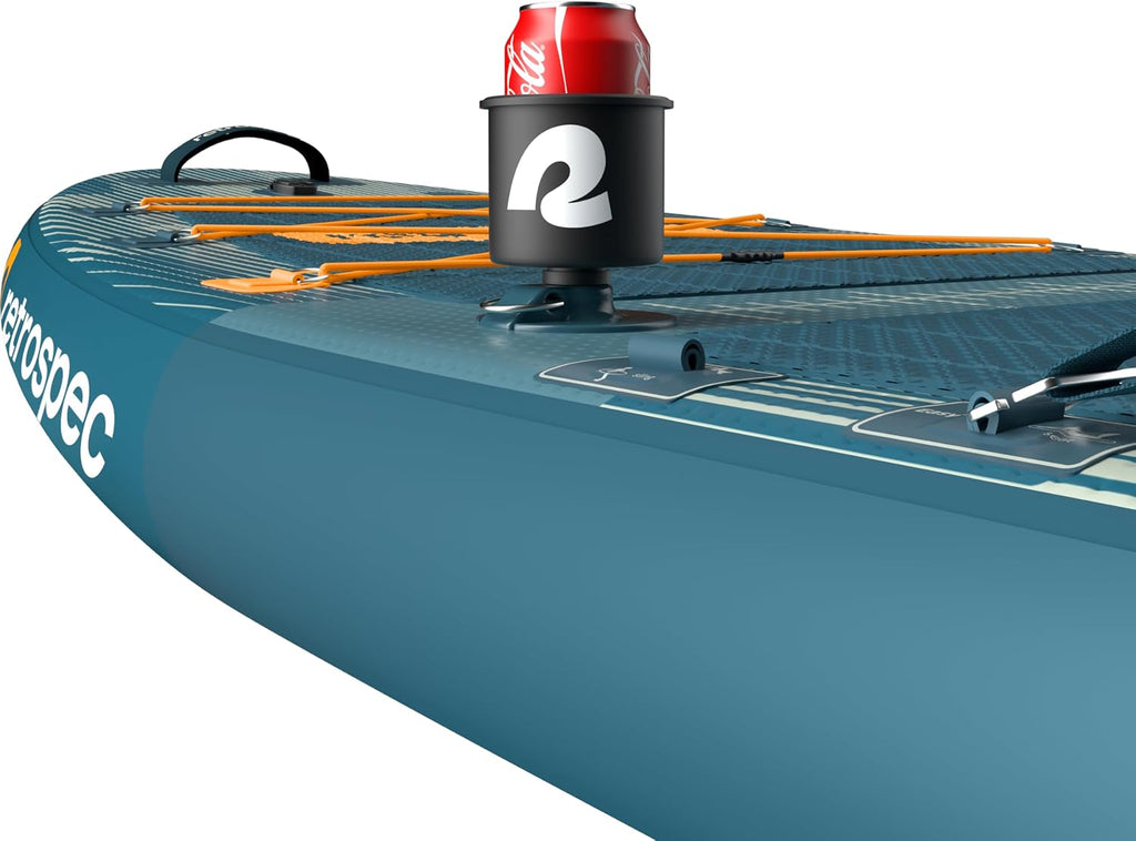Retrospec June Nano Kids Inflatable Fishing Paddle Board SUP Kayak: 9'6' Hybrid Paddleboard with Rod Holders, Removable Seat - Lightweight Portable Youth Fishing Board