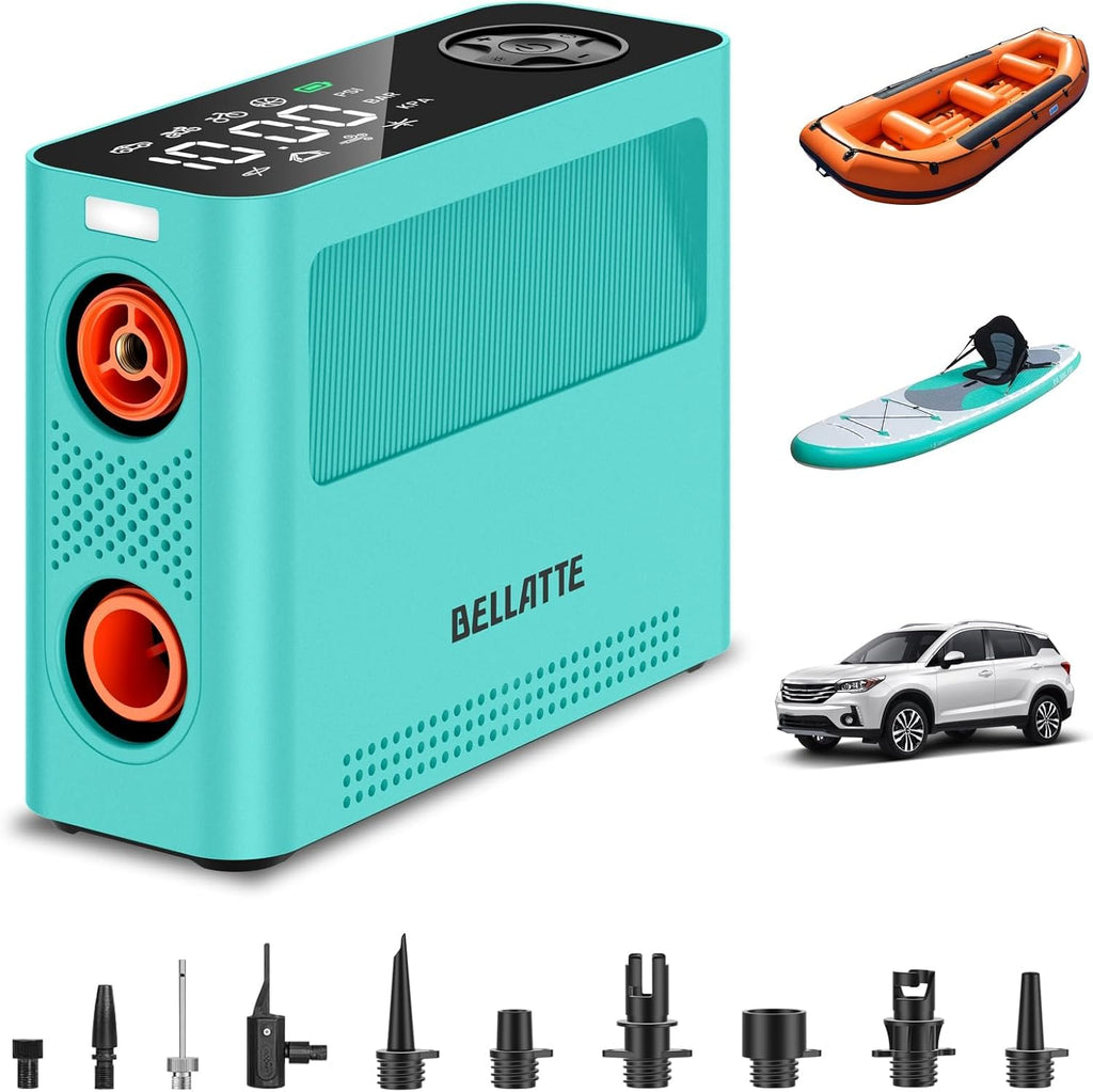 Electric Paddle Board Pump 150PSI - 4X Faster SUP Pump, Auto Air Compressor for SUP, Car Tires, Bike, Ball, Kayak, Tent, Float (Portable & Auto-Off & Inflator & Deflator)