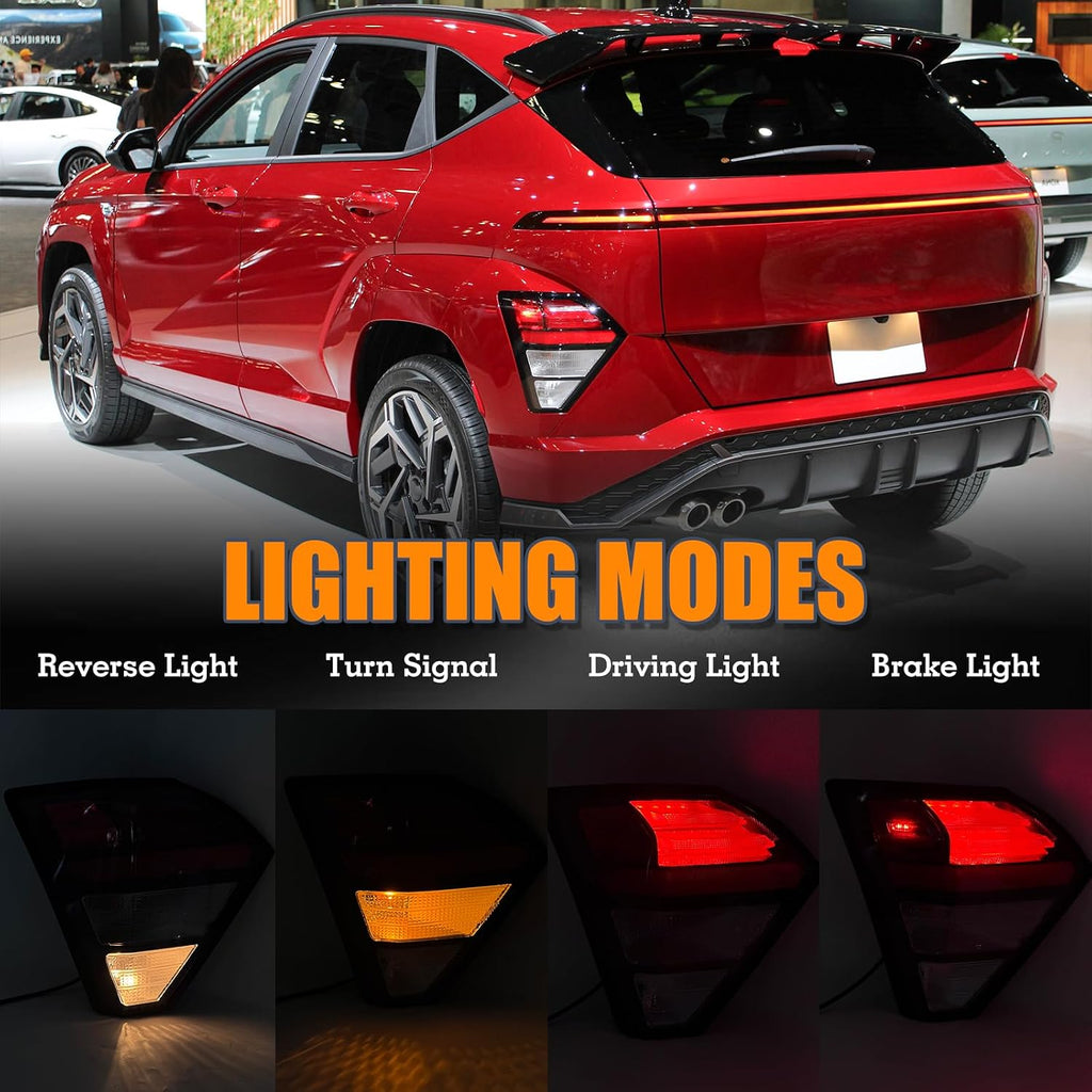 Left LED Tail light W/Halogen Turn Signal Assembly Compatible With 2024-2025 Hyundai Kona SE/SEL/N-Line Outer Rear Tail Lamp Left Driver Side 92405-BE020