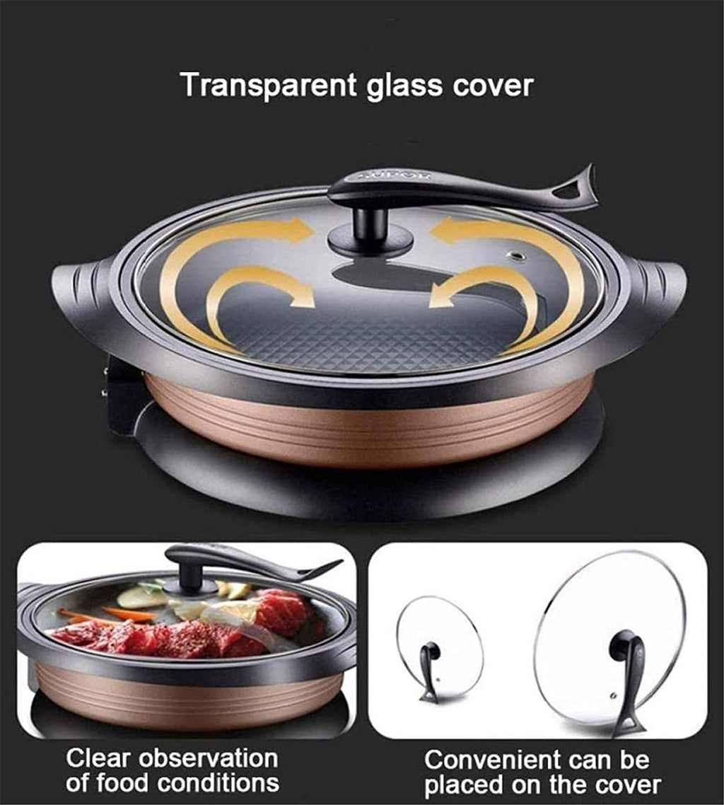 Indoor Korean Barbecue Grill Barbecue Grill 1800W Electric Teppanyaki Non-Stick Table Grill Griddle Smokeless BBQ Hot Plate,High Temperature Resistance and Corrosion Resistance/Frying Pan,Portab
