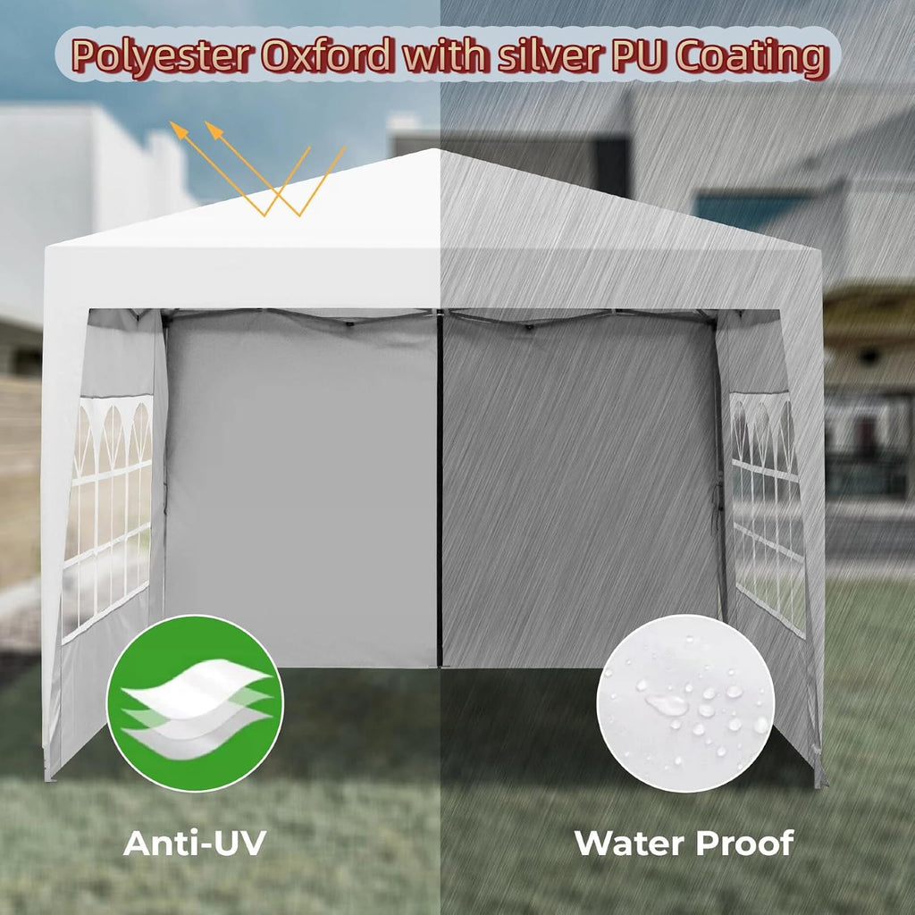 10x10FT Canopy Tent, Outdoor Gazebo Pop up Canopy with 4 Removable Sidewalls & 2 Windows, Patio Camping Shade Canopy with 4 PCS Weight Sand Bag & Carry Bag, Ideal for Parties Events, Magenta