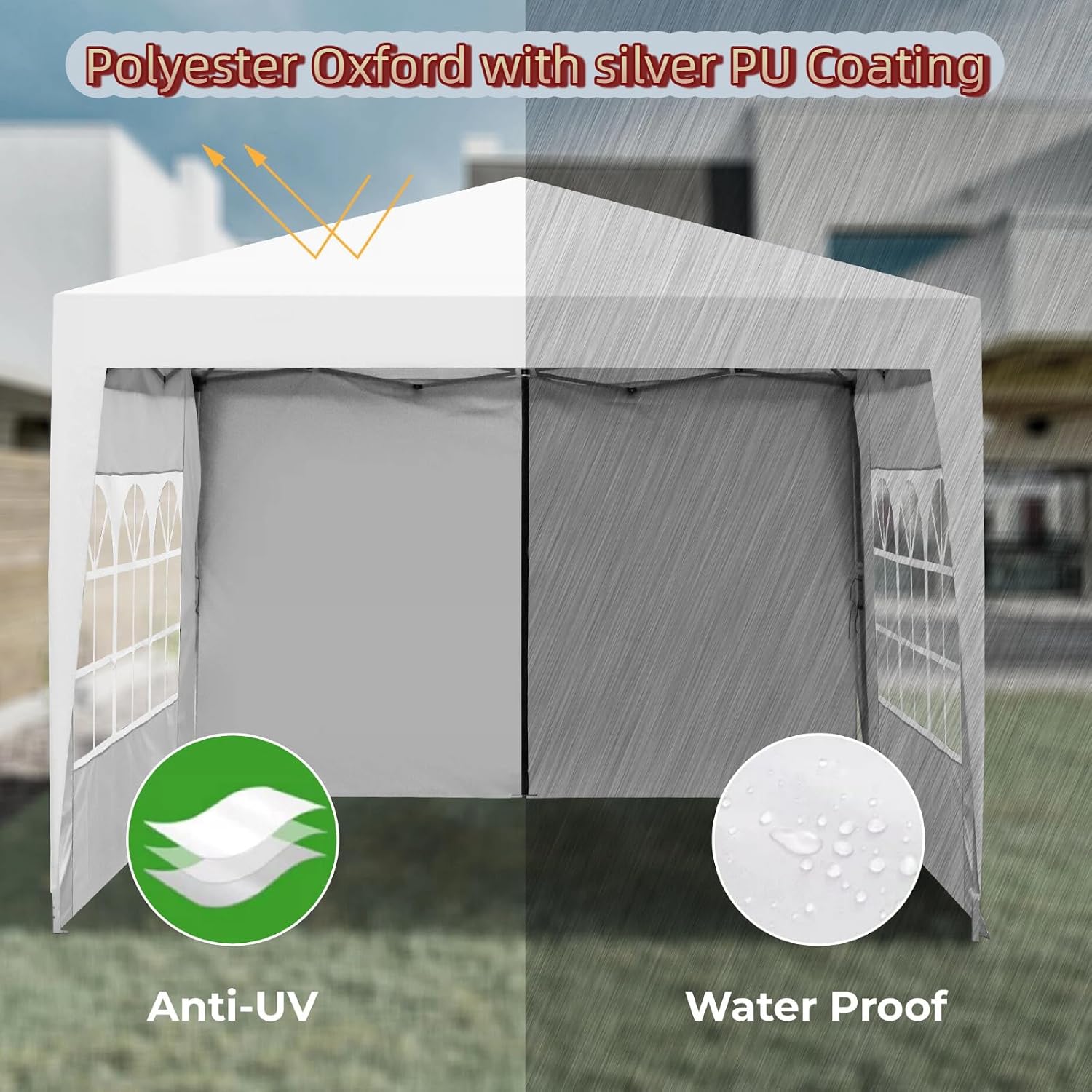 10x10FT Canopy Tent, Outdoor Gazebo Pop up Canopy with 4 Removable Sidewalls & 2 Windows, Patio Camping Shade Canopy with 4 PCS Weight Sand Bag & Carry Bag, Ideal for Parties Events, Blue