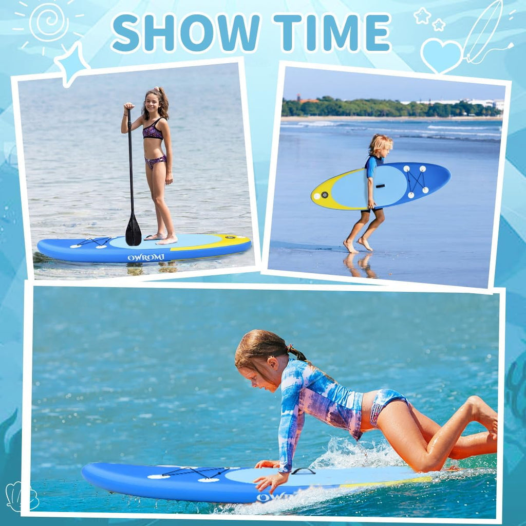 Kids Stand Up Paddle Board with Inflatable SUP Accessories, Non-Slip Comfort Deck Inflatable Paddle Board for Kid, Durable, Lightweight Fin for Youth & Kids