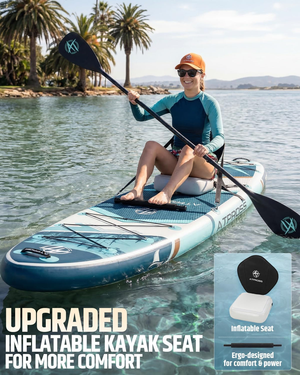 12'x36 Inflatable Paddle Board, 500lbs Extra Wide Stand Up Paddleboard for Adults with Premium SUP Accessories Kit & Backpack, Blow Up Kayak Non-Slip Stable Deck Boat for Yoga Fishing Surf