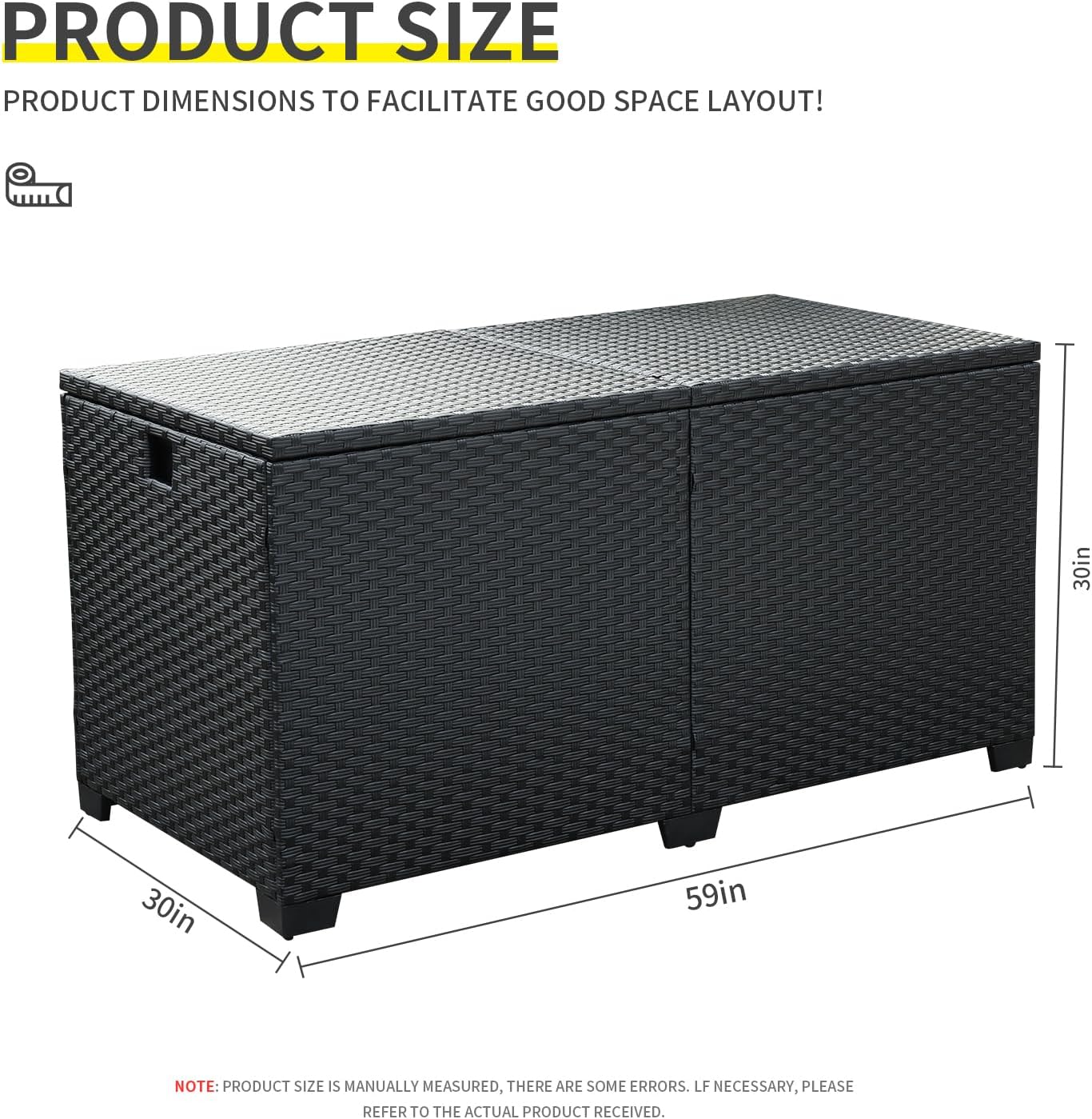 Lviden 180 Gallon Deck Storage Box Outdoor Storage Box Large Patio Storage Bin with Waterproof Lining Bag Cushion Storage Bin Outdoor, Black