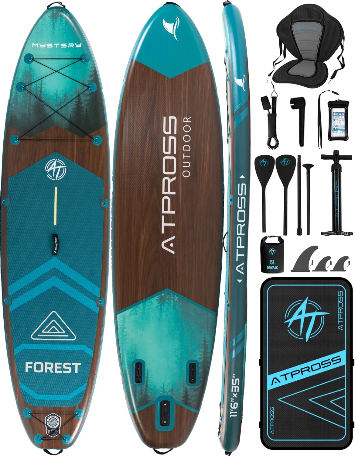 11'6'x35' Inflatable Paddle Board, 450lbs Extra Wide Stand Up Paddleboard for Adults with Premium SUP Accessories Kit & Backpack, Blow Up Kayak Non-Slip Stable Deck Boat for Yoga Fishing Surf
