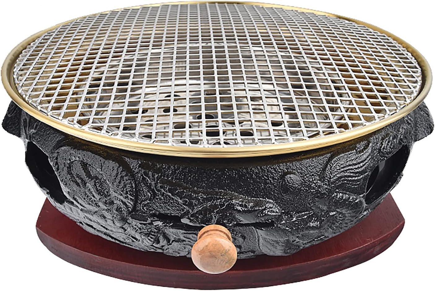 BBQ Barbeque Barbecue Grill, BBQ, Top Korean Smokeless Charcoal Dragon Pattern Cast Iron Grill, Maifan Stone Baking Pan, 18 Styles (Color : P)