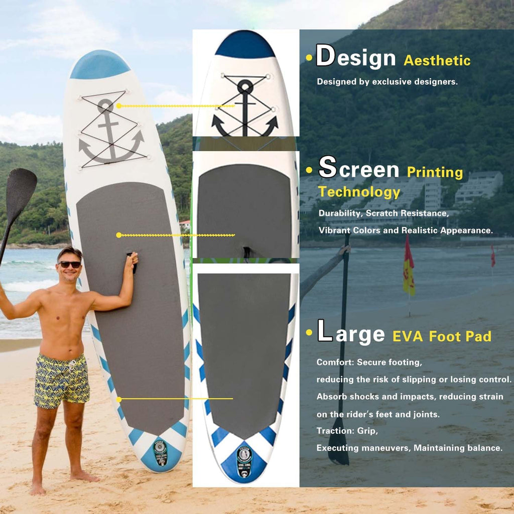 Inflatable Paddle Board,Extra Wide 10.6'/11' Stand Up Paddle Board with Sup Accessories,400lbs Capacity for Family with Safety Leash, All Skill Levels Sup for Yoga,Fishing,Surfing