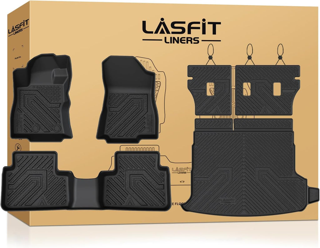 LASFIT Floor Mats & Backrest & Cargo Mats for Subaru Forester 2026 2025 (Fit Hybrid, Not for Gas), All Weather TPE Custom Fit Easy Clean for Forester Hybrid 2025 2026 Car Accessories Trunk Liners