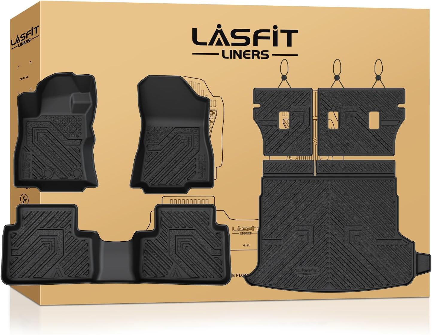 LASFIT Floor Mats & Backrest & Cargo Mats for Subaru Forester 2026 2025 (Fit Hybrid, Not for Gas), All Weather TPE Custom Fit Easy Clean for Forester Hybrid 2025 2026 Car Accessories Trunk Liners