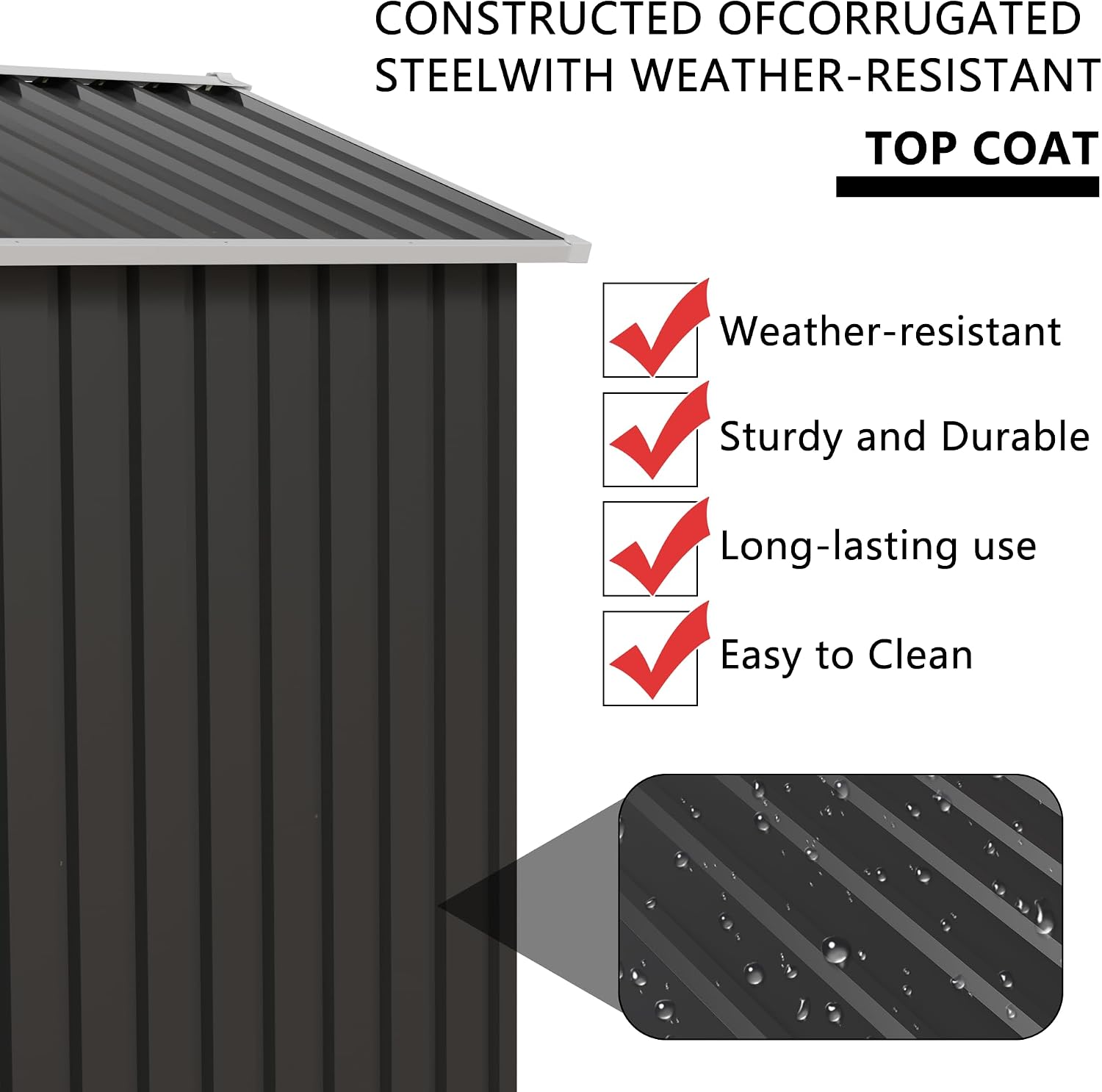 YOPTO 5.4x4.27 FT Outdoor Storage Shed, Metal Garden Tool Shed with Sloping Roof and Lockable Doors for Backyard Garden Patio Lawn, Grey