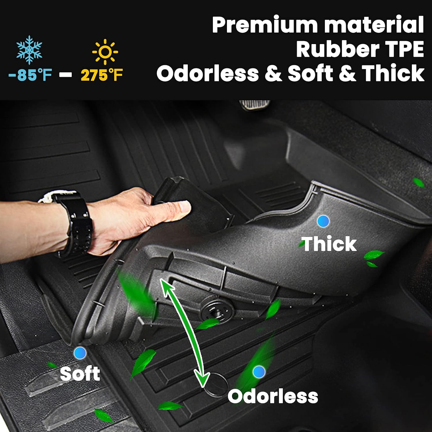 Auxko All Weather Floor Mats Cargo Mat with Backrest Mat for 2025 2026 Hyundai Ioniq 5 N TPE Liners Accessories Guard Odorless Anti-Slip Floor Liners & Trunk Liner & Back Seat Protectors