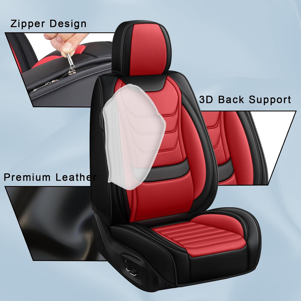 JWLK Seat Covers for Buick Envision 2016-2026, Family Seat Covers for Cars, Non-Slip, Airbag Compatible Vehicle Cushion, Waterproof & Easy-Clean(Standard 5 Seats, Black Red)