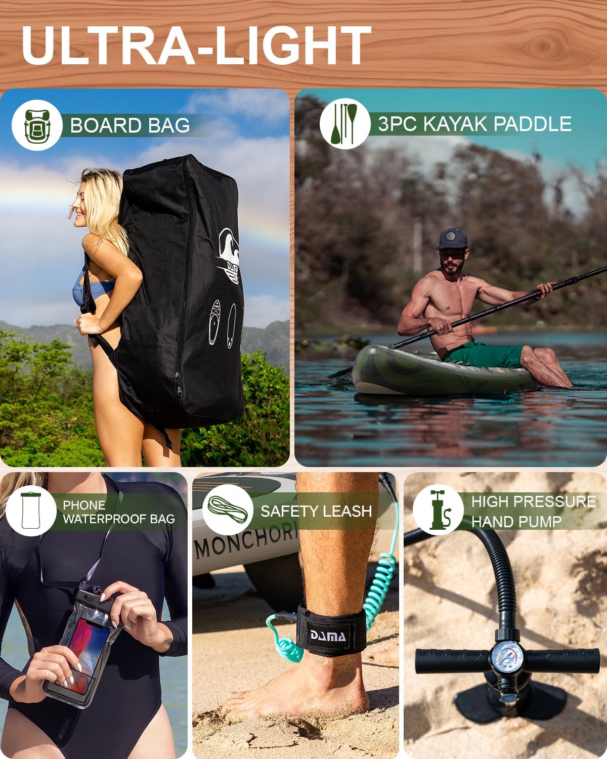 DAMA 11'*34'*6' Stand Up Paddle Board, Inflatable Paddle Board,Inflatable Paddle Boards for Adults w/a Wide, Smooth and Non Slip Deck, Versatile Styles, Suitable for Adults