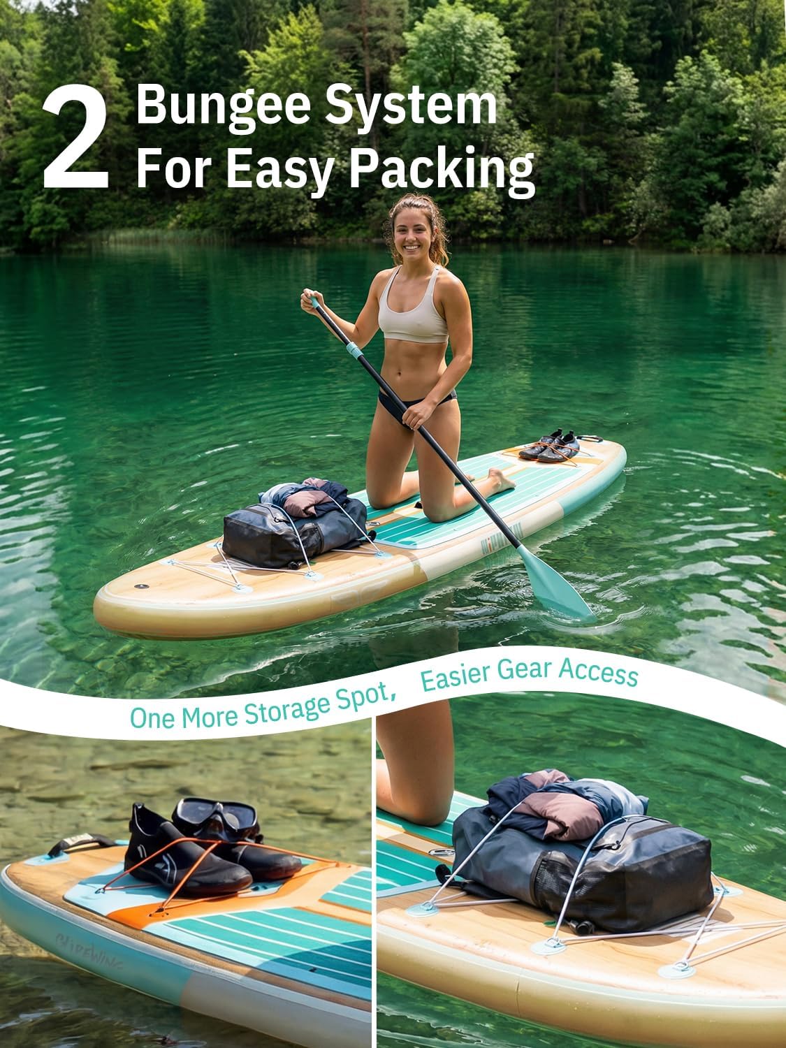Niphean (Extra Large) Inflatable Paddle Board, SUP for 2+1 People/Family 500lbs Capacity Stand Up Paddle Board with SUP Accessories, StabilTrac Fin Non-Slip Paddleboard for Adults