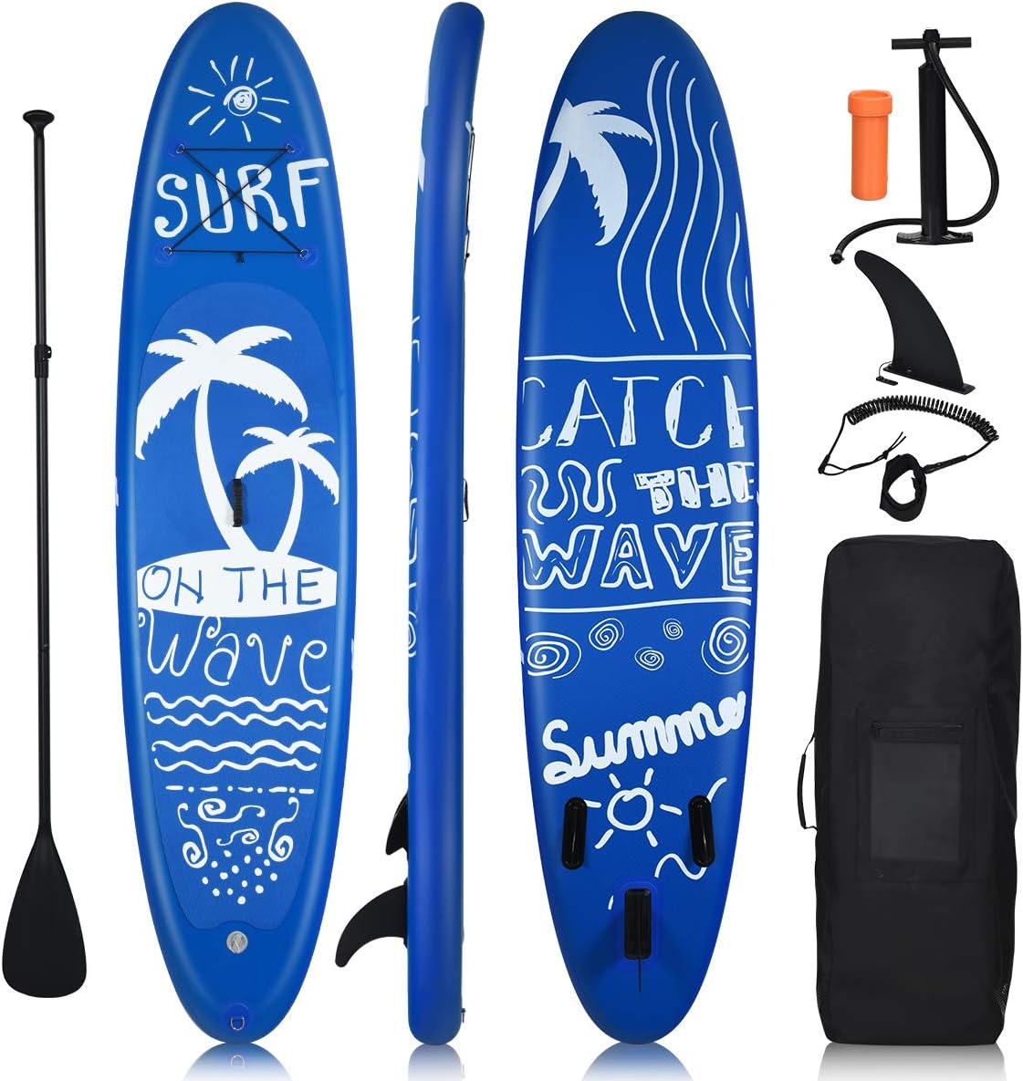 Goplus 9.8'/10'/11' Inflatable Stand Up Paddle Board, 6.5' Thick SUP with Premium Accessories and Carry Bag, Wide Stance, Bottom Fin for Paddling, Surf Control, Non-Slip Deck, for Youth and Adult